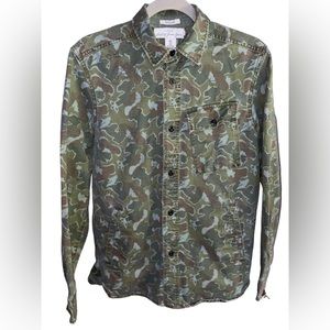 LOGG by H&M Jacket Mens Green Camo Field  Military Button Up